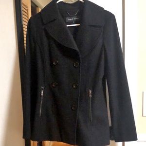 Black rivet wool coat- xs